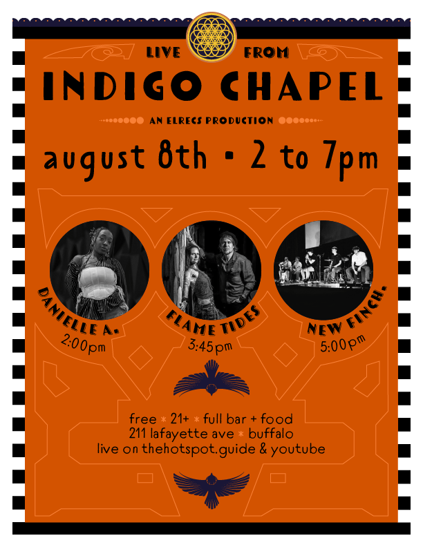 Poster for the Live at Indigo Chapel event. All of the event details in the poster are on this page.