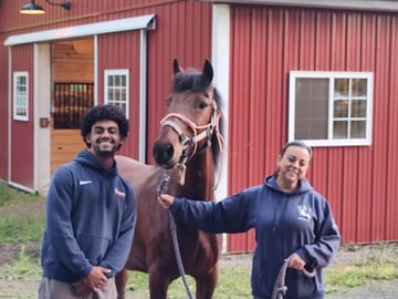 Ablo with new owners, Jess and Dylan
