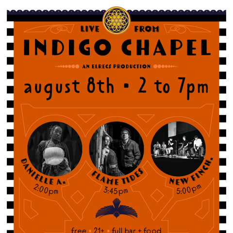Poster for the Live at Indigo Chapel event. All of the event details in the poster are on this page.